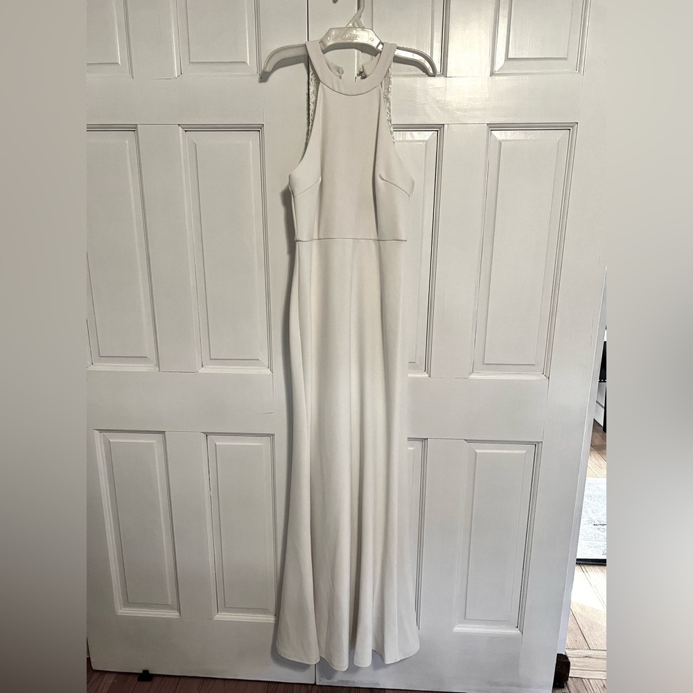 Lulus White Lace Halter Mermaid Maxi Wedding Dress Size S - Picture 8 of 8